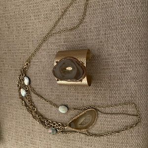 Statement cuff bracelet and long tiered matching necklace by Chico’s NWOT